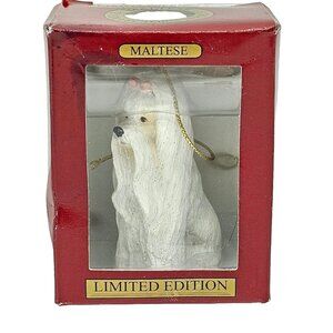 ACA Maltese Christmas Ornament Dog Tree Statue Figurine Limited Edition White